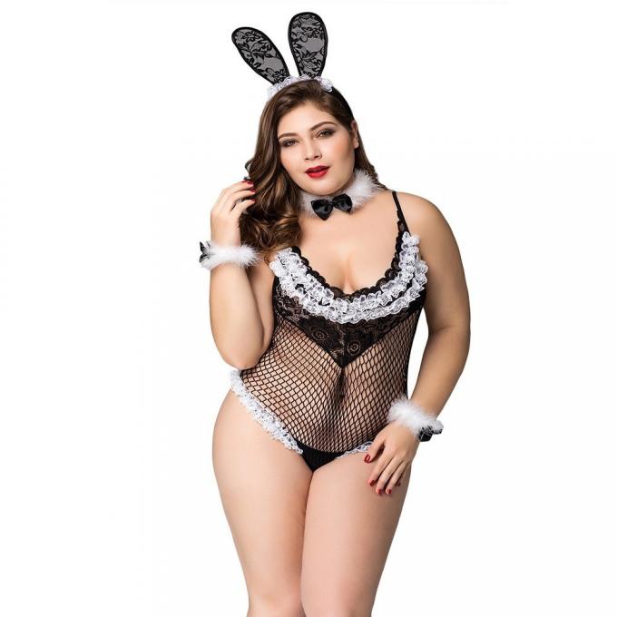 Large Pajamas Pajamas Bunny Girl Cute One Piece Pajamas Mesh Black Lace Sex Lingerie