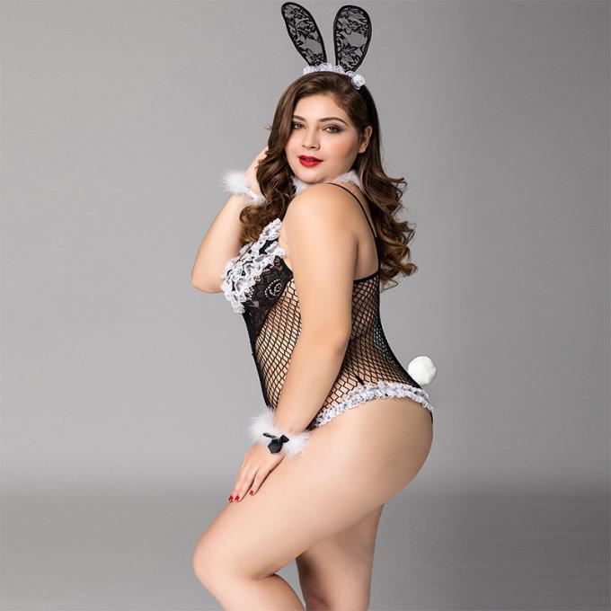 Large Pajamas Pajamas Bunny Girl Cute One Piece Pajamas Mesh Black Lace Sex Lingerie