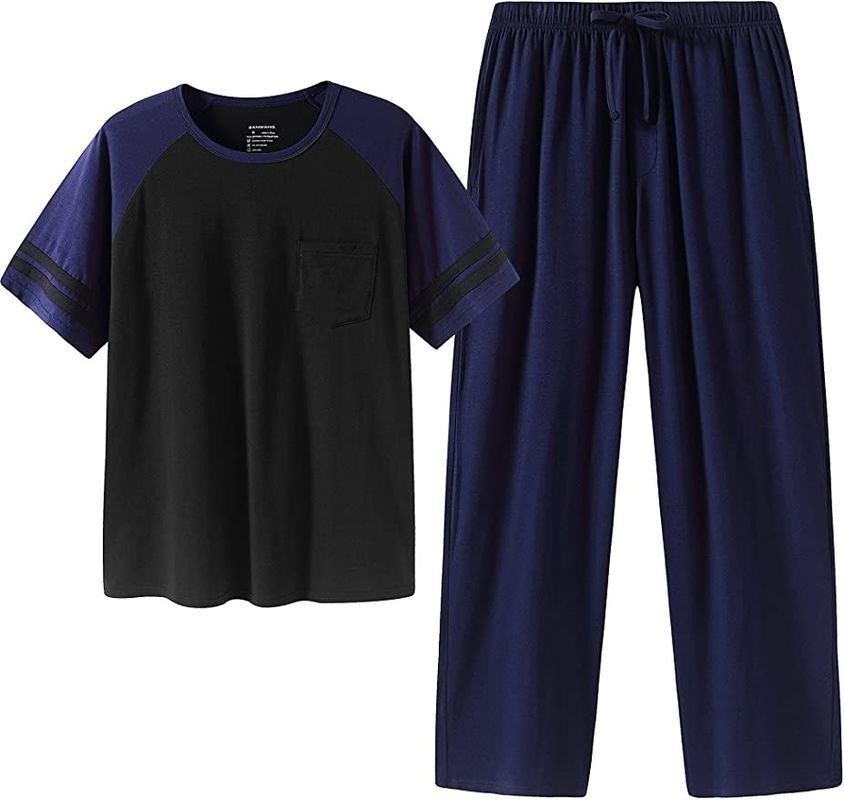 2XL L পুরুষদের স্লিপওয়্যার উষ্ণ পায়জামা দুই-পিস বোনা নাইট স্যুট সেট